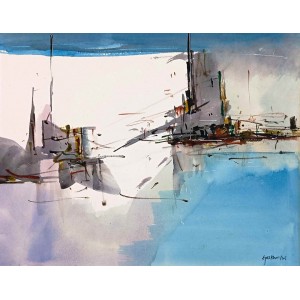 Ejaz Khan, 10 x 13 Inch, Water Color On Paper,  Abstract Painting, AC-EJK-001